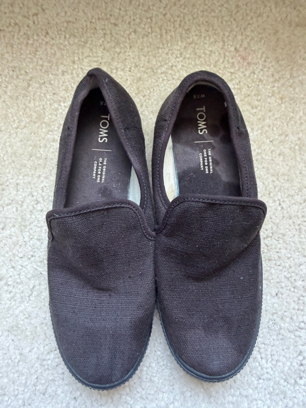 Toms women Black Canvas Slip-On Loafers